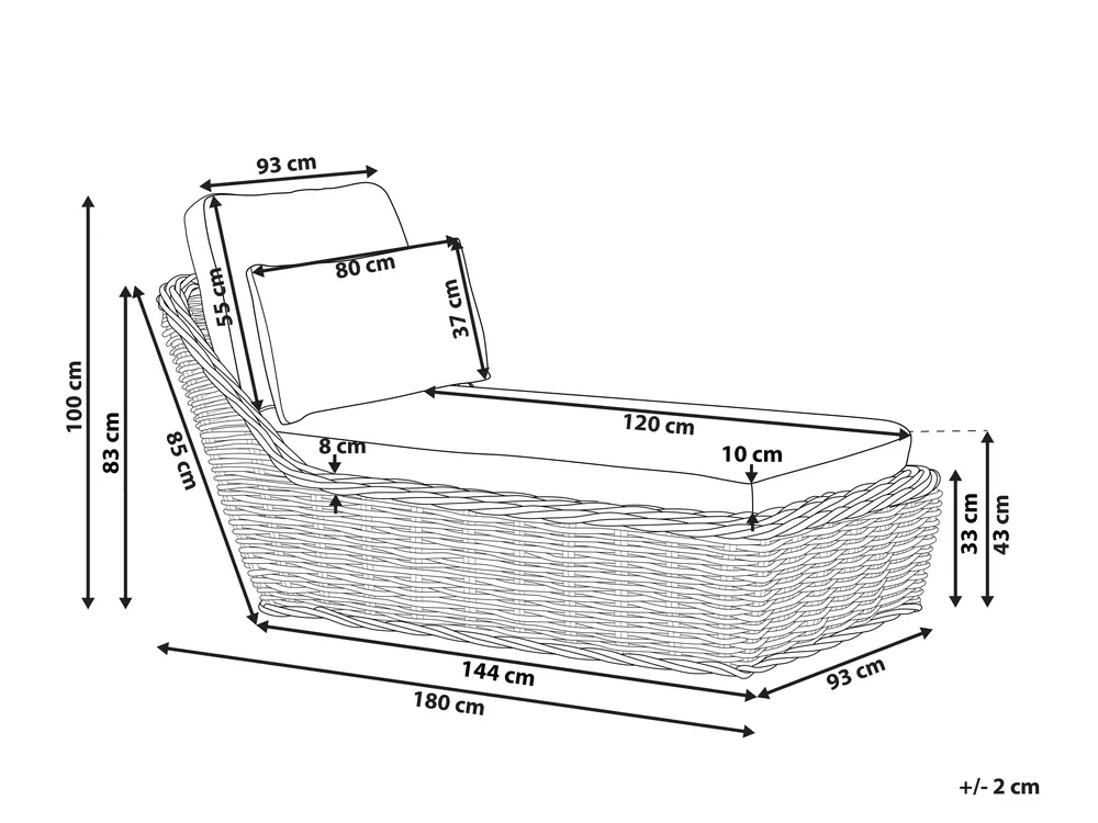 Sun Lounger with Cushion BELSITO Rattan Natural_928044