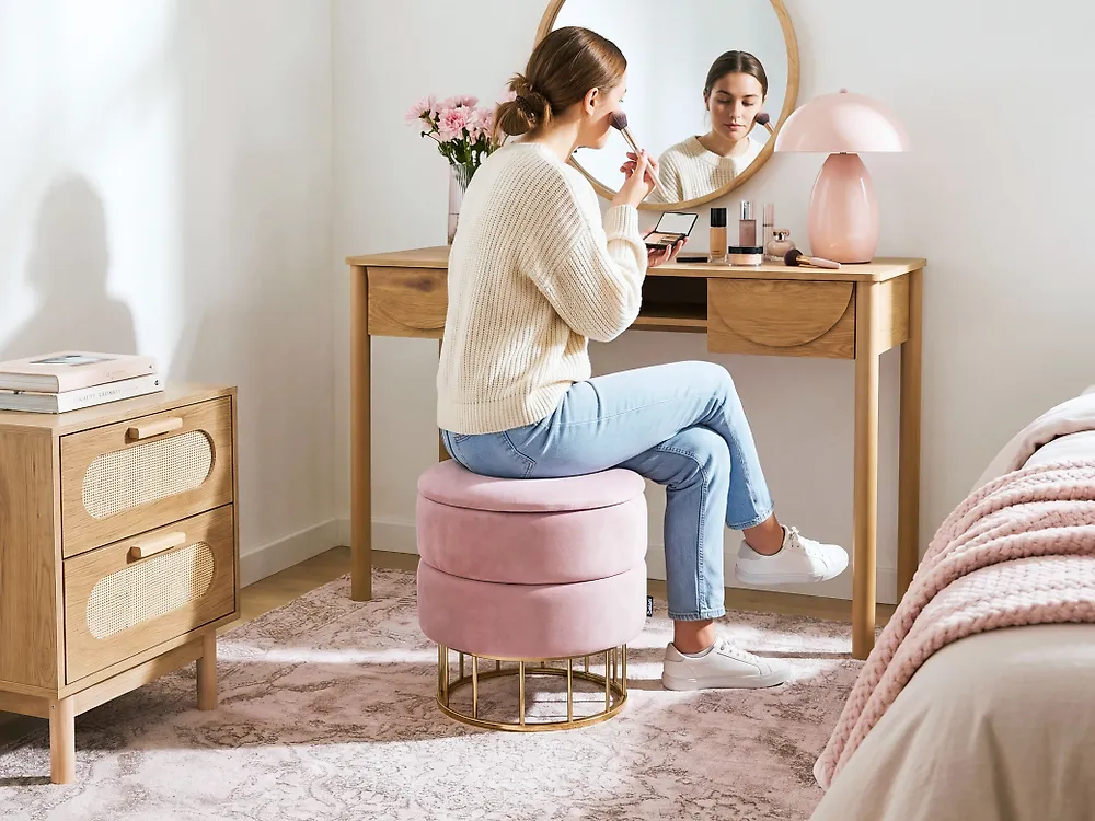 Puff med oppbevaring ELGIN Fløyel Rosa_1177793