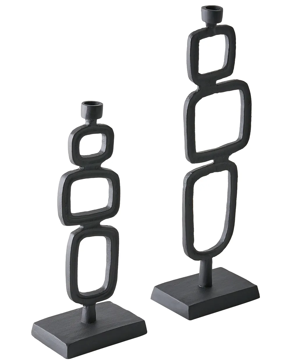 Set of 2 Candle Holders SIPANJE 35/48 cm Metal Black