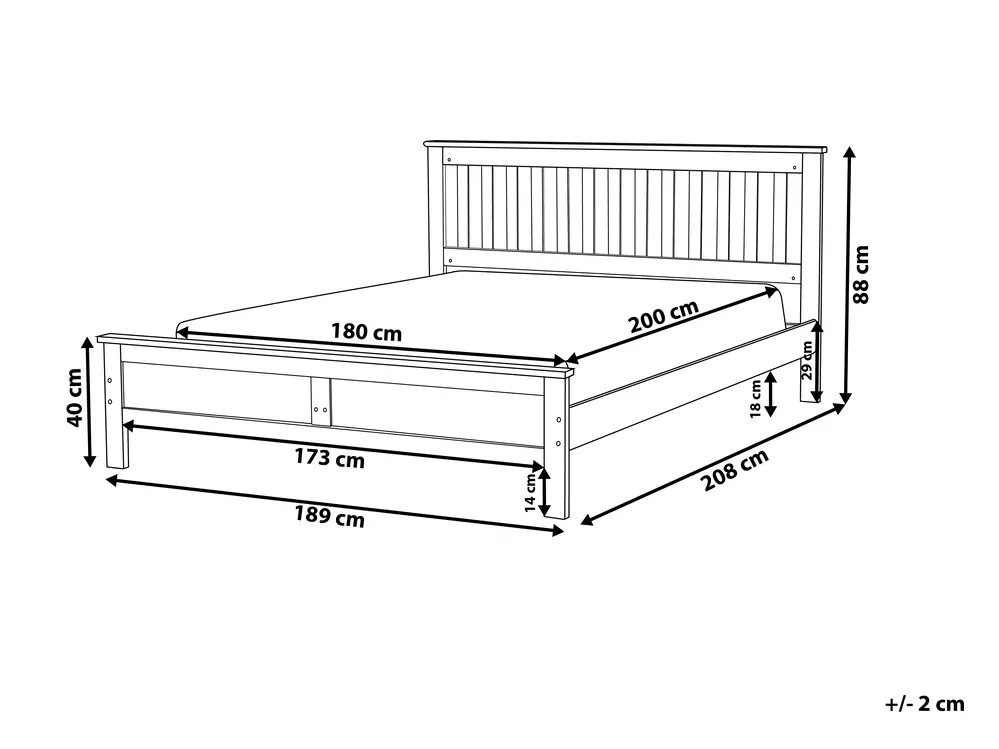 Bed Pine Wood MAYENNE 180 x 200 cm (EU Super King) White_734371