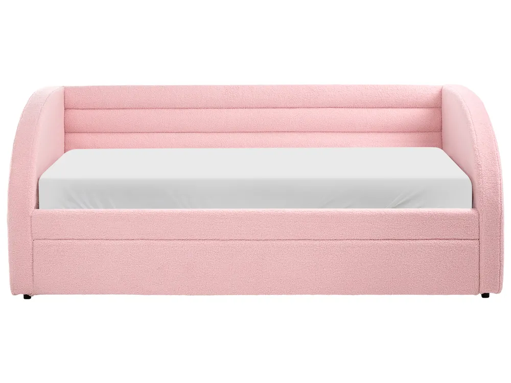 Utdragbar säng Bouclé ALBIAC 90 x 200 cm Pastellrosa_1069069