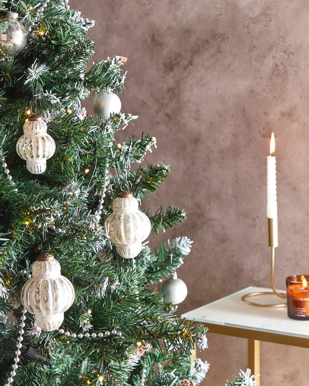 Set of 6 Baubles CREMEUX Glass Silver