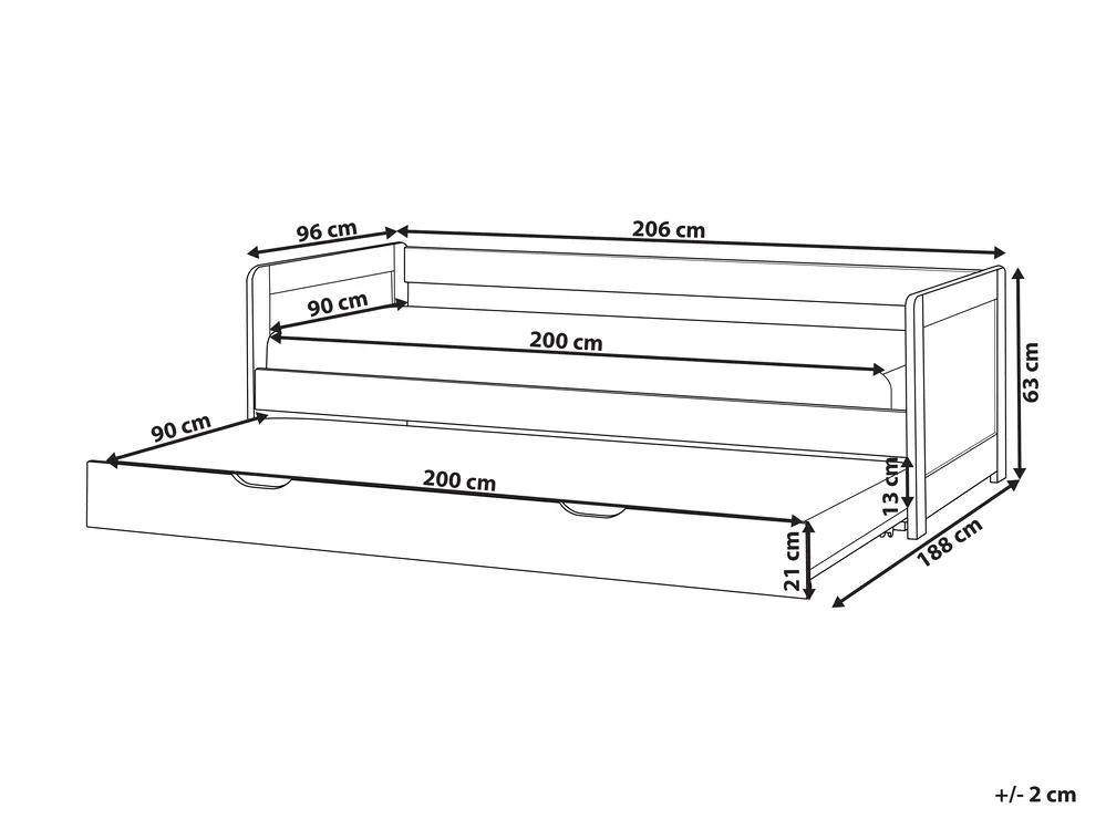 Utdragbar säng Furu GRAVELINES 90 x 200 cm Ljusbrun_939574