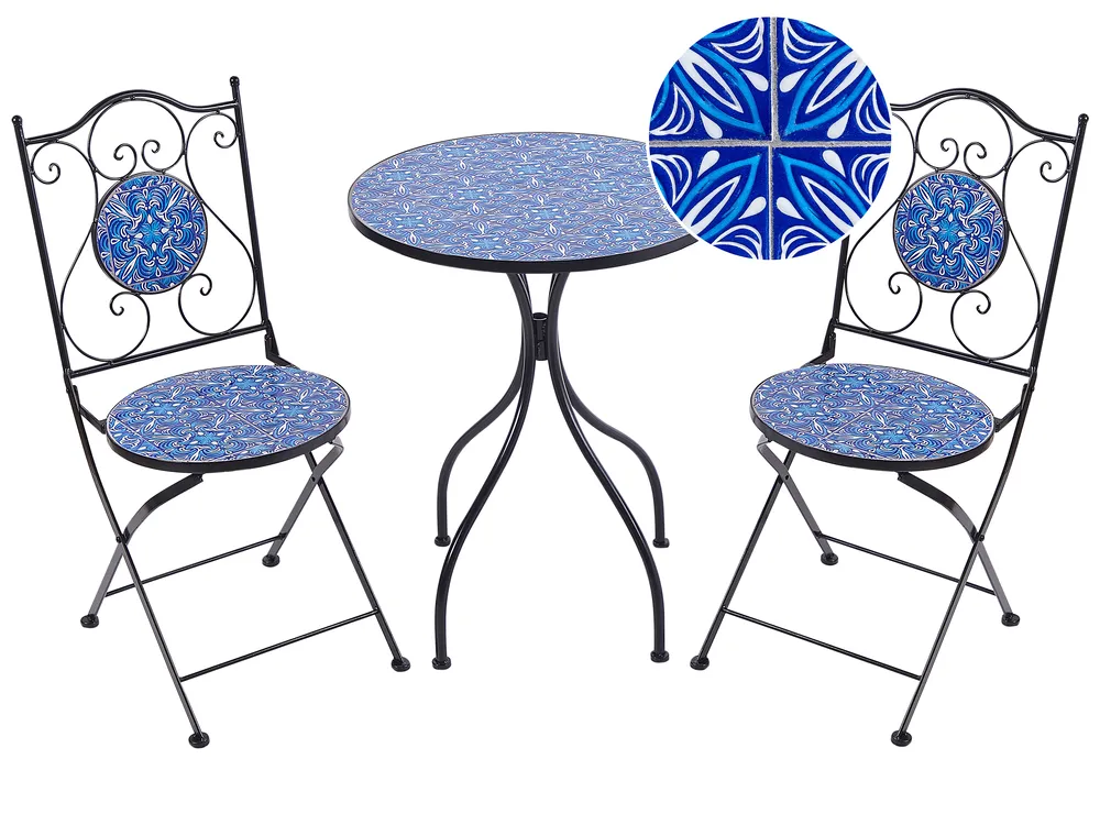 Bistro Set Folding CIGLIANO Metal Black