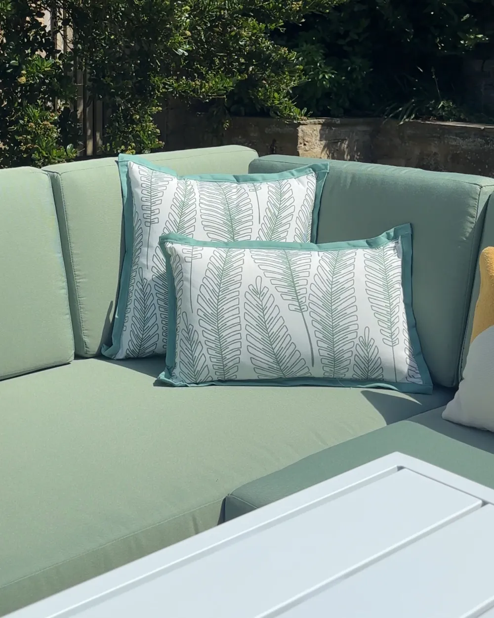 Garden Corner Sofa with Table 6 Seater CASTELLA/FRATTE Metal Green Left Hand_1012645