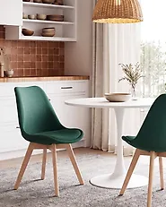 Set of 2 Dining Chairs DAKOTA II Fabric Green_1187009