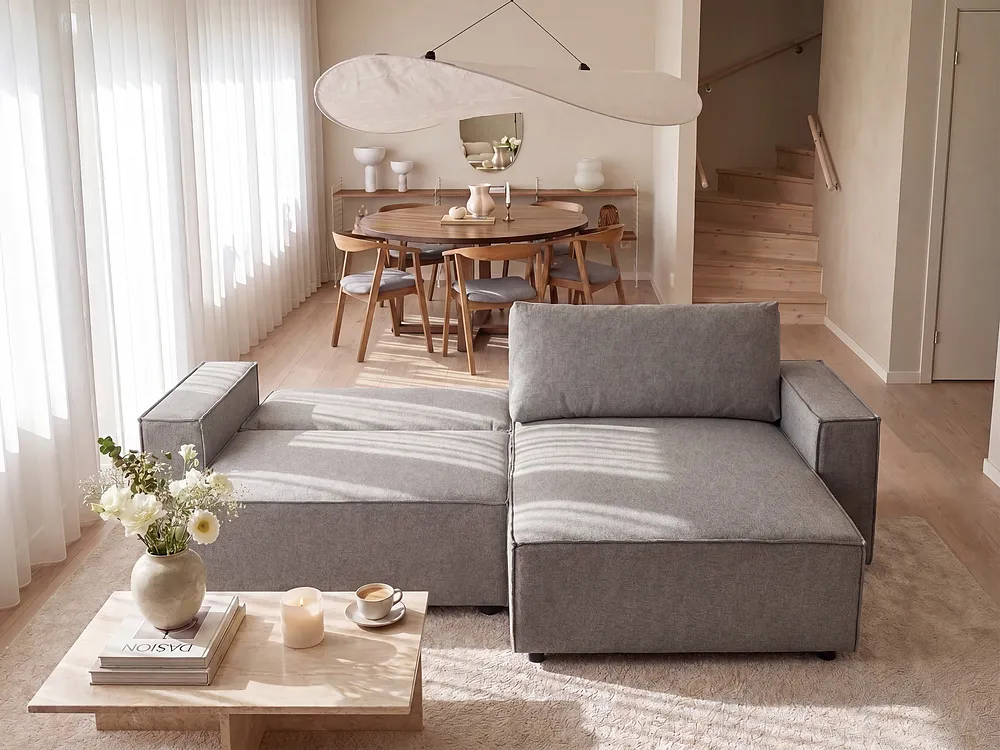 Corner Sofa Bed KARILA with Storage Fabric Grey Left Hand_1154546