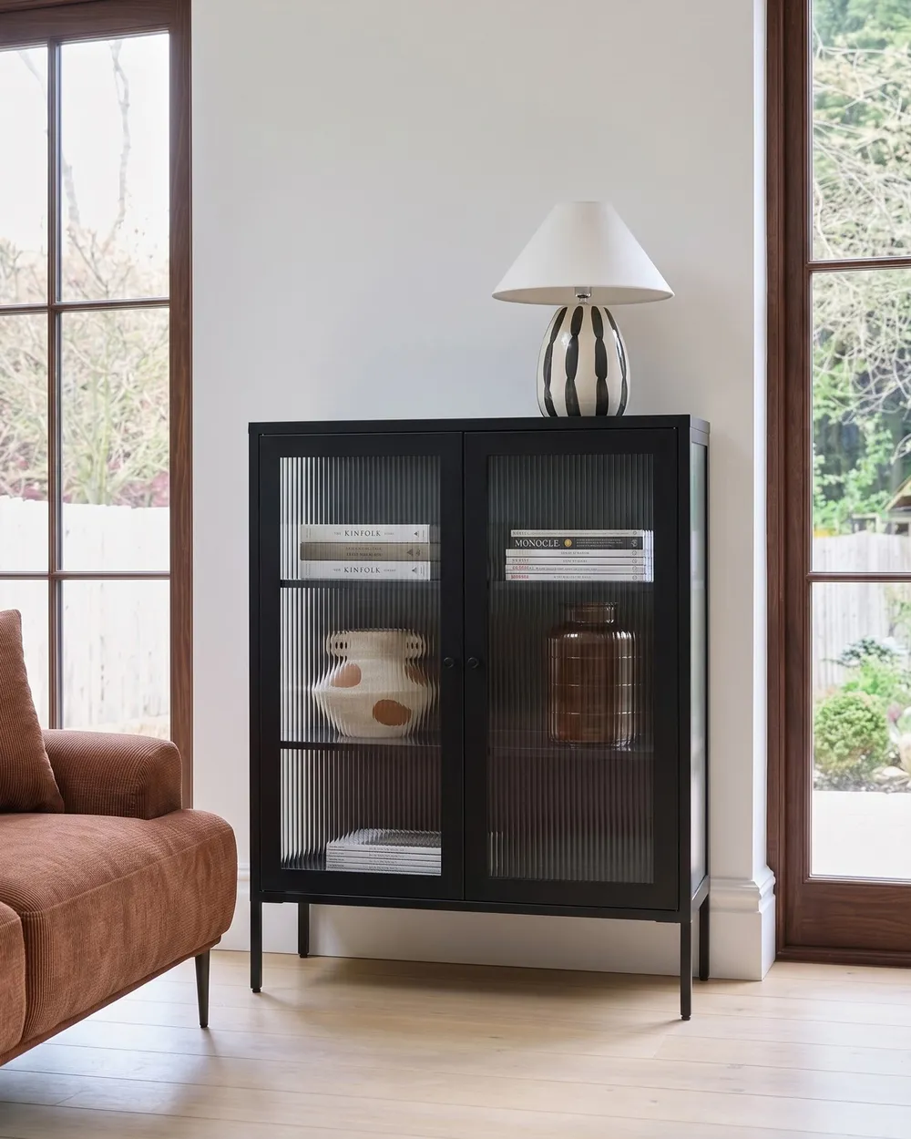 Glass Display Sideboard LERRYN 90 cm Metal Black_1108300