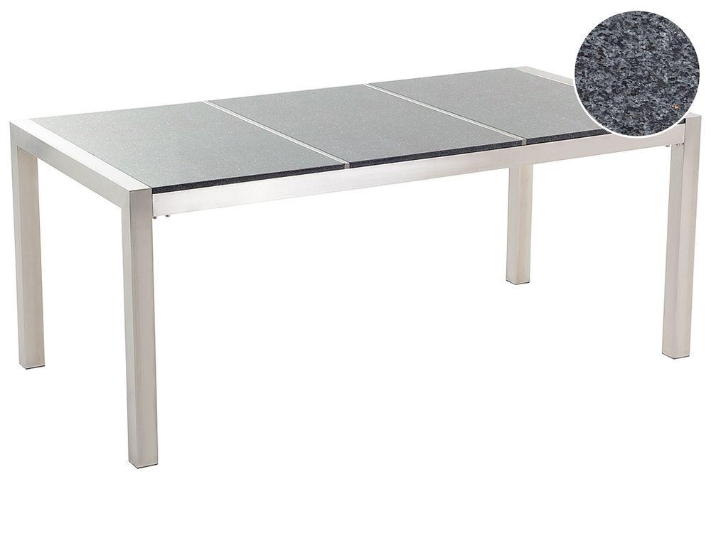 Garden Dining Table GROSSETO 180 cm 90 cm Granite Polished Grey