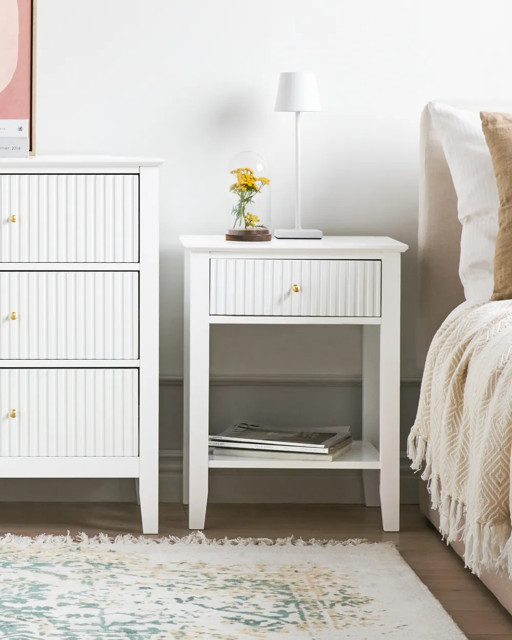 1 Drawer Bedside Table ASSISI White