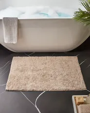 Bath Mat GOELA Light Brown 60 x 90 cm Cotton_1025848