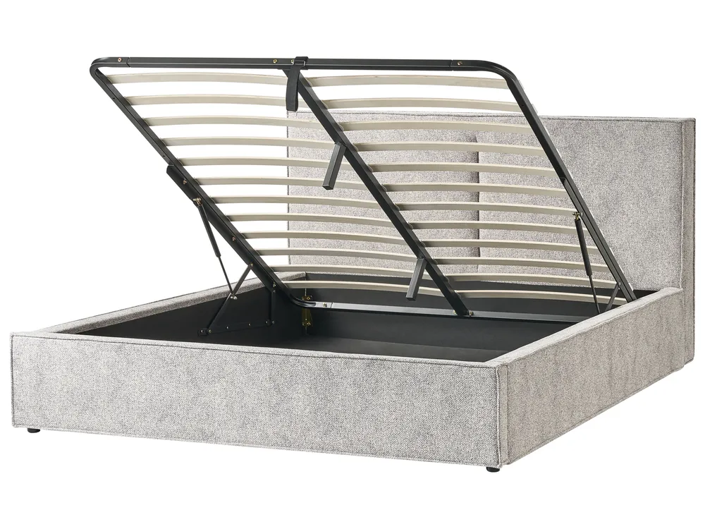 Ottoman Bed MOISSAC Velour Knit Black/ White 180 x 200 cm (EU Super King)_989415