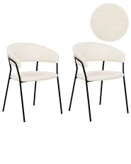 Set of 2 Dining Chairs MARIPOSA Boucle Off-White_884697