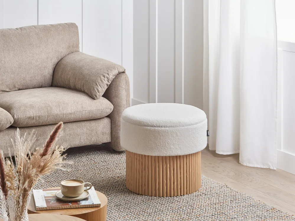 Storage Pouffe RICHEY Boucle Off-White