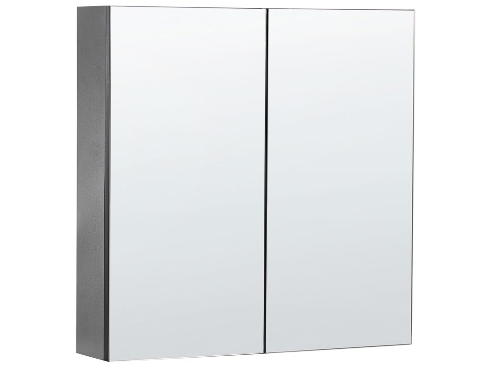 Bathroom Wall Mounted Mirror Cabinet NAVARRA 60 cm x 60 cm Black
