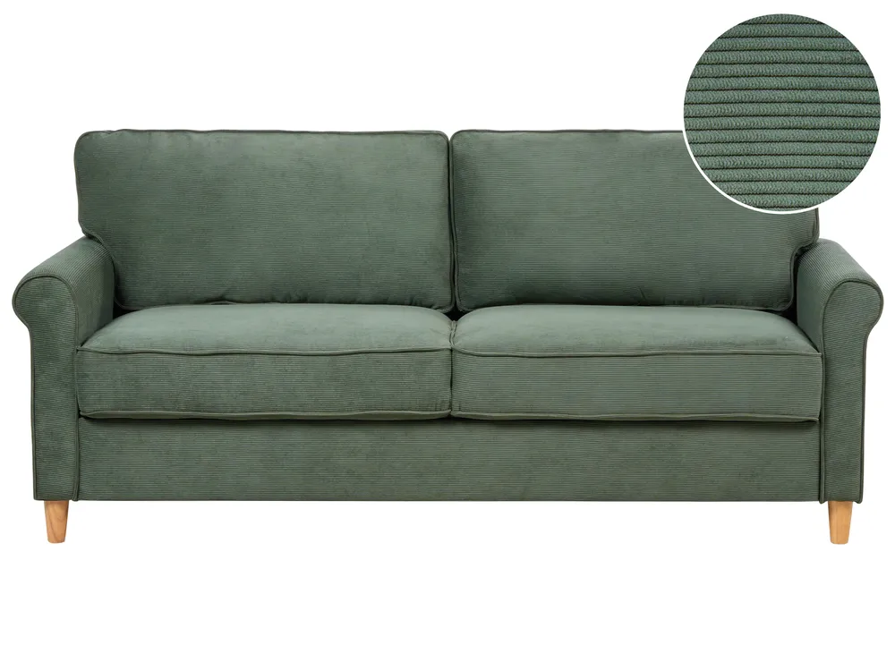 Sofa 3 Seater RONNEBY Corduroy Dark Green