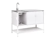 2 Piece Outdoor Kitchen Set with Sink MAENZA White Metal_1045015