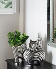 Dekorationsvas ECETRA 26 cm Stengods Silver_857669