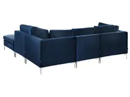 Modular Corner Sofa 4 Seater EVJA with Ottoman Velvet Navy Blue Left Hand_859933