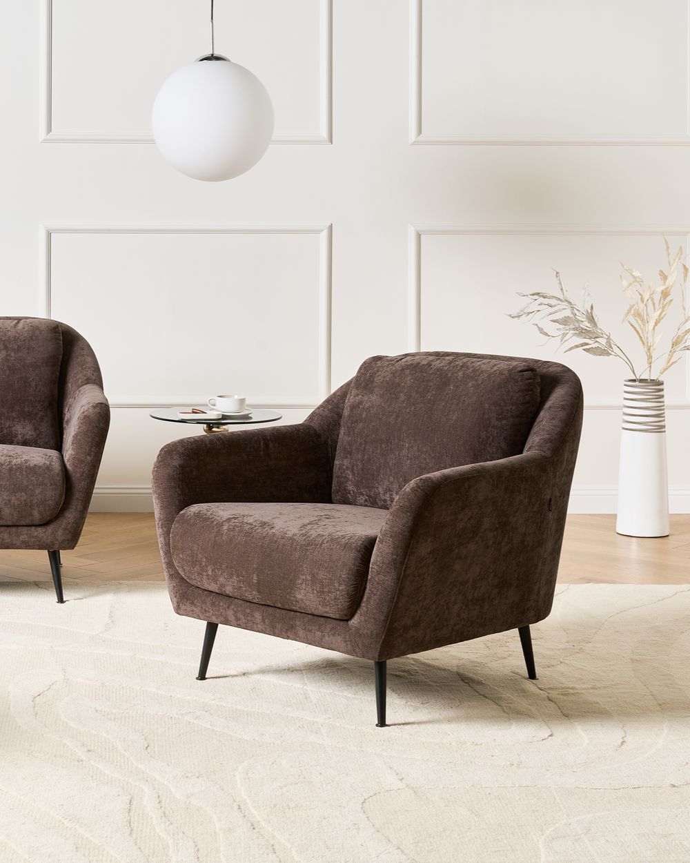 Armchair EIBY Chenille Dark Brown