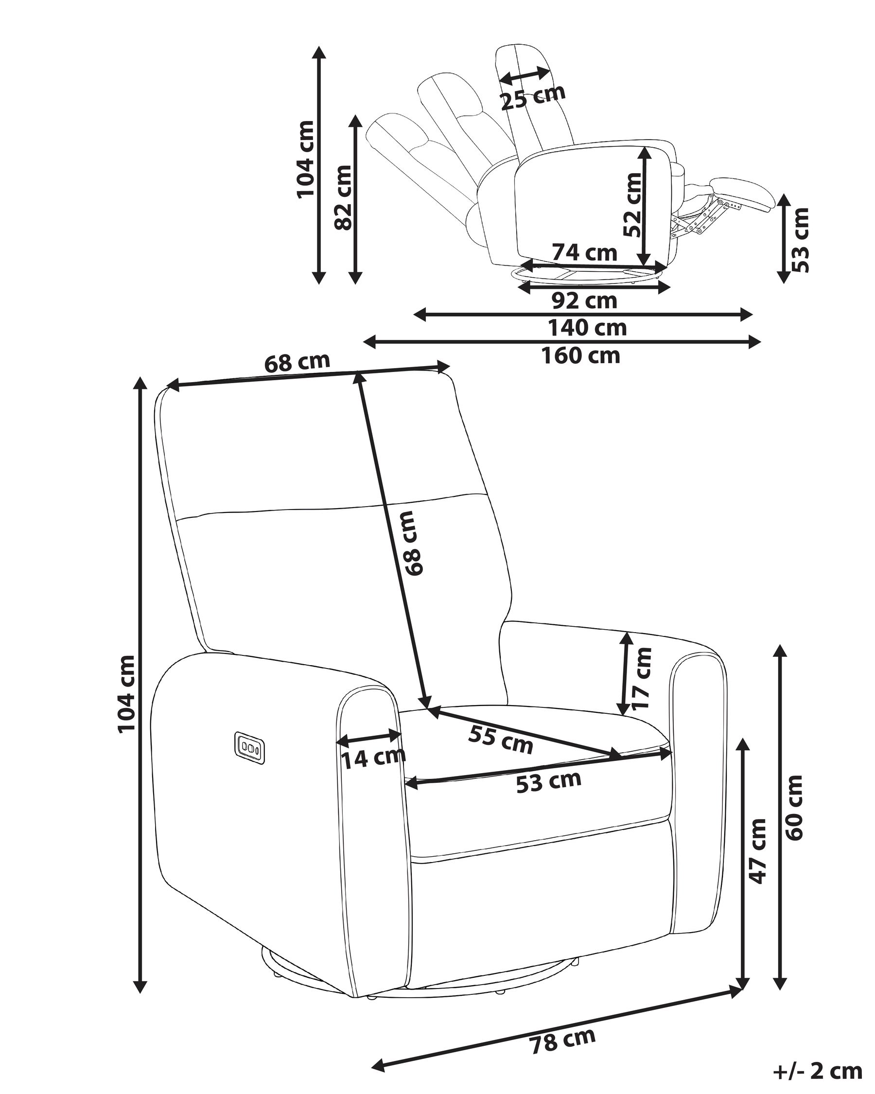Rocking Electric Recliner Chair FOBOS Swivel Boucle Light Beige_1078711