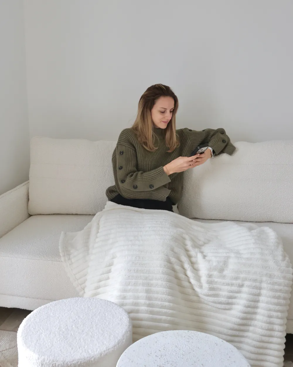 Sofa Bed 3 Seater HEMING Boucle Off-White_1062637