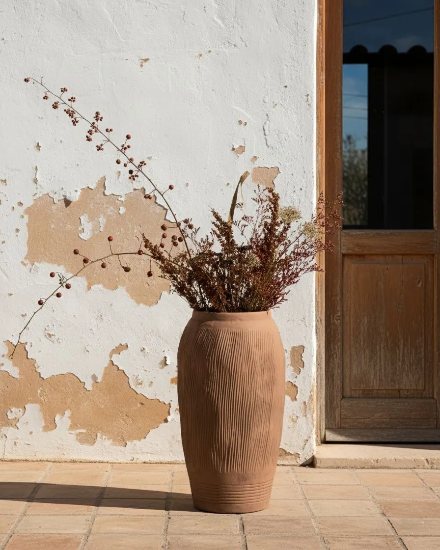 Flower Vase TRIKALA 50 cm Light Brown_1032457