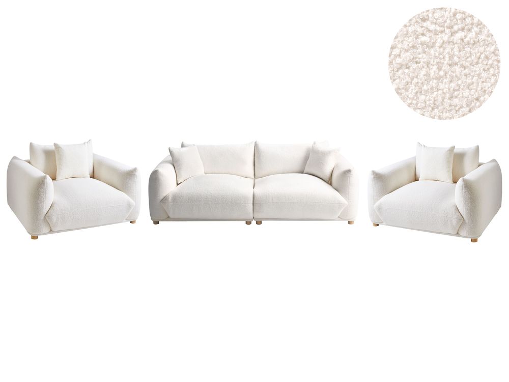 Sofagruppe 5-seters LUVOS Bouclé Off white