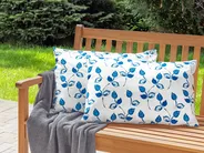 Set of 2 Outdoor Cushions TORBORA Plant Pattern 40 x 60 cm White Blue_882362
