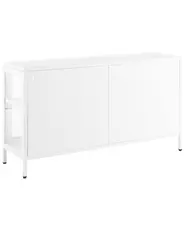 Glass Display Sideboard NEWPORT 115 cm Metal White_830343