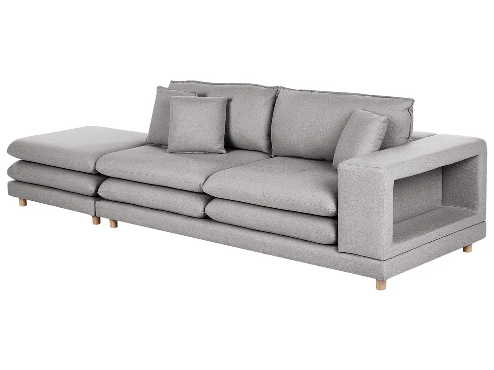 Sofa 2 Seater HEDEN with Ottoman Fabric Grey_950664