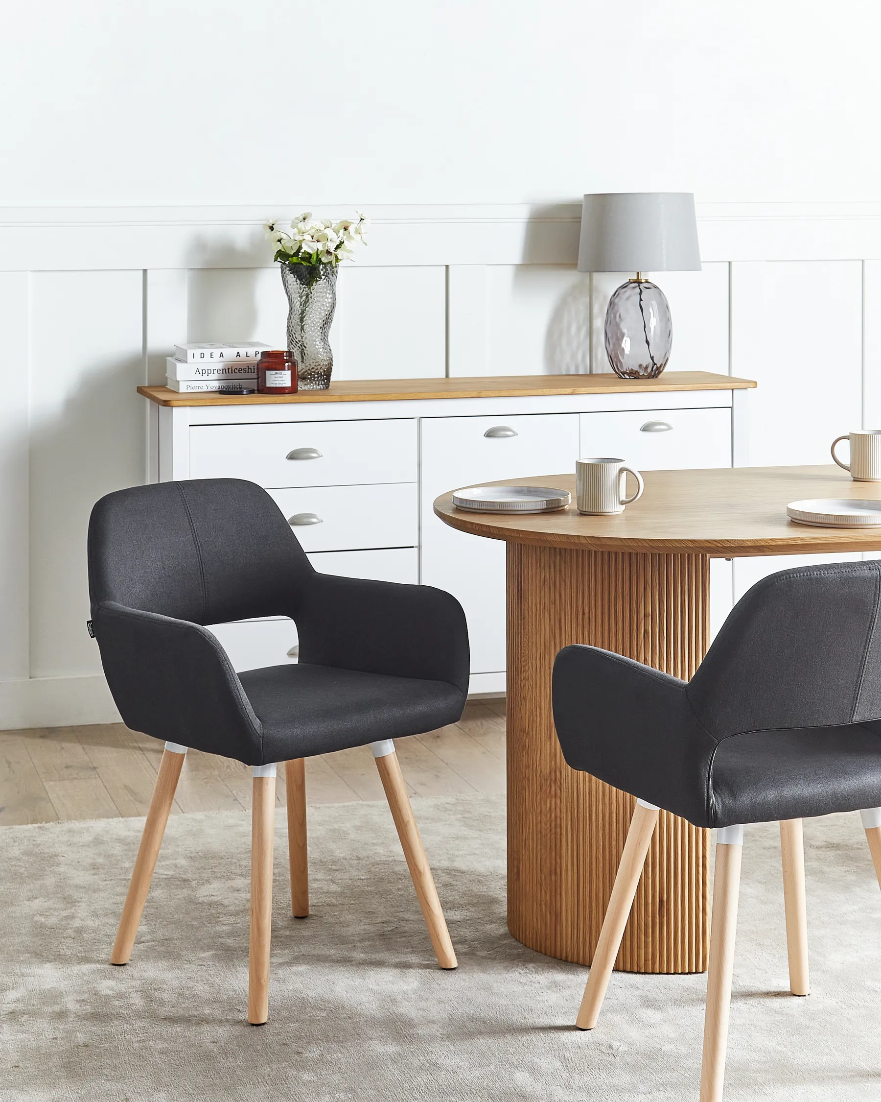 Set of 2 Dining Chairs CHICAGO Fabric Black_696156