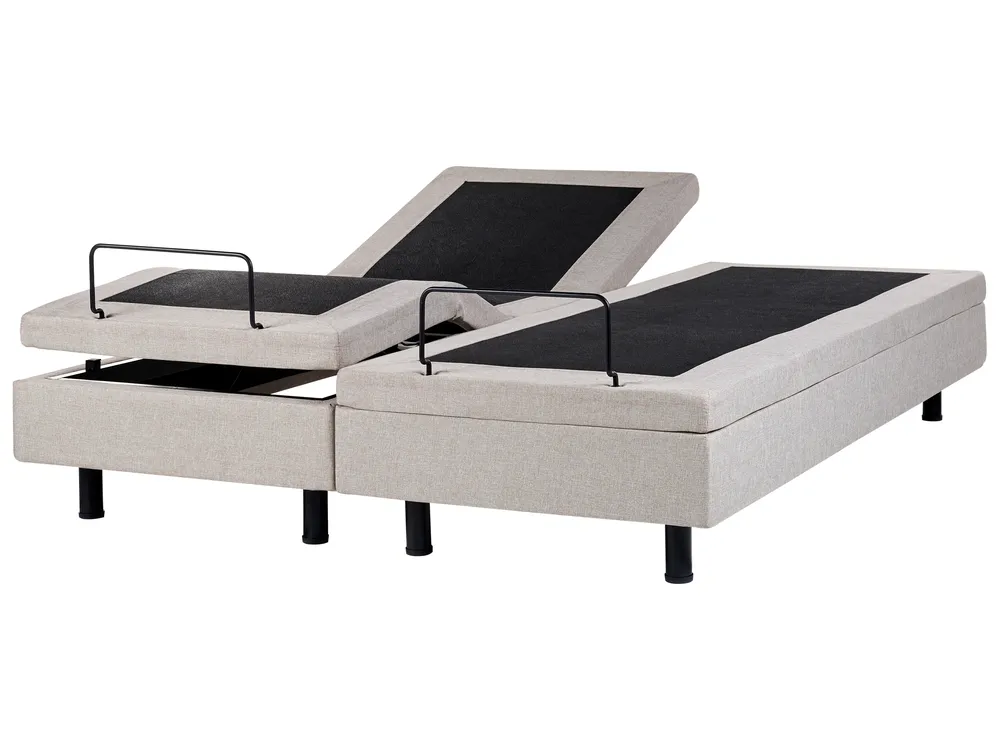 Adjustable Bed without Headboard Fabric DUKE 160 x 200 cm (EU King Size) Beige