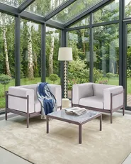 Set of 2 Garden Armchairs FERRETTI Taupe_1059101