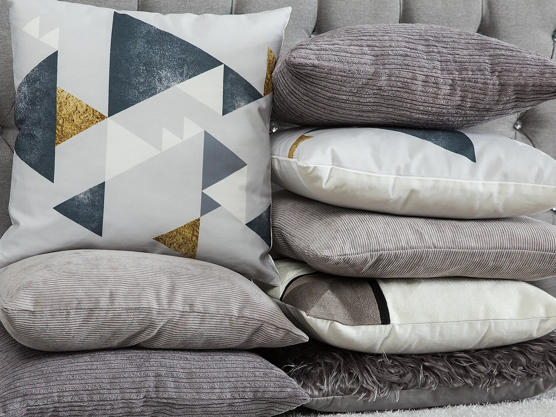 Set of 2 Decorative Cushions NOLANA 45 x 45 cm Grey Solid_770181