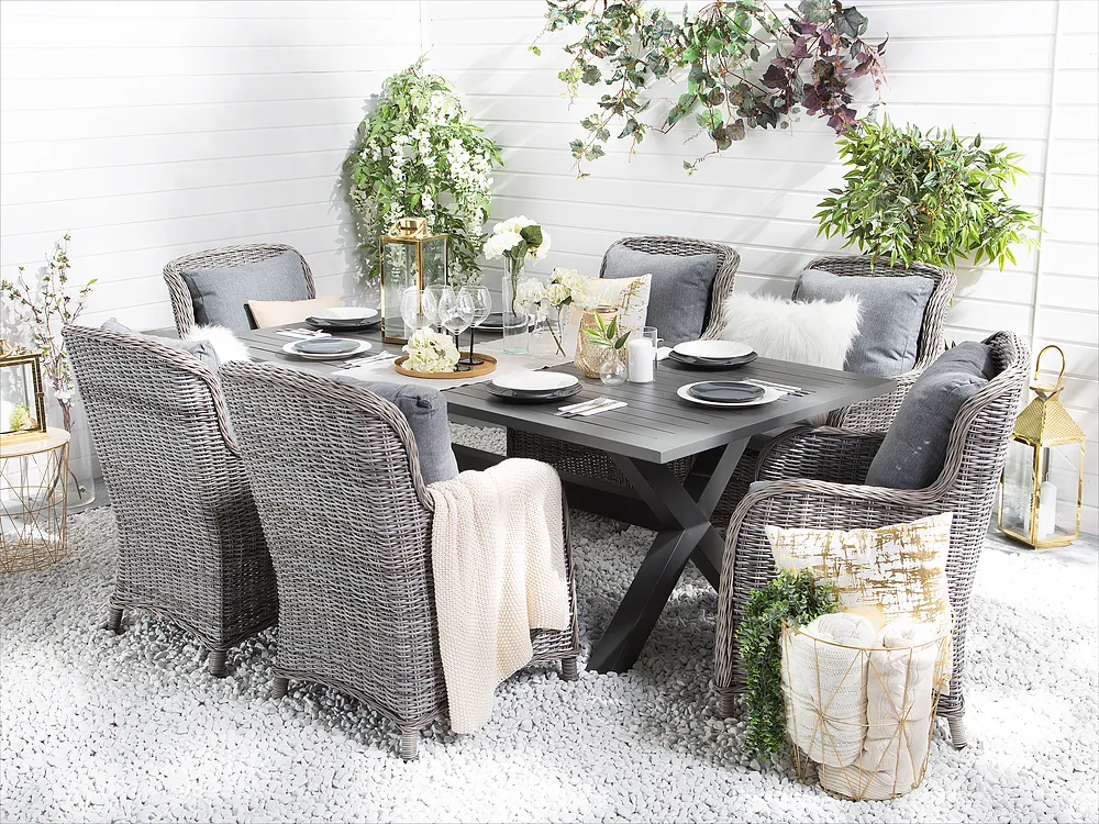 Garden Dining Table CASCAIS 200 cm 105 cm Metal Grey_1155059