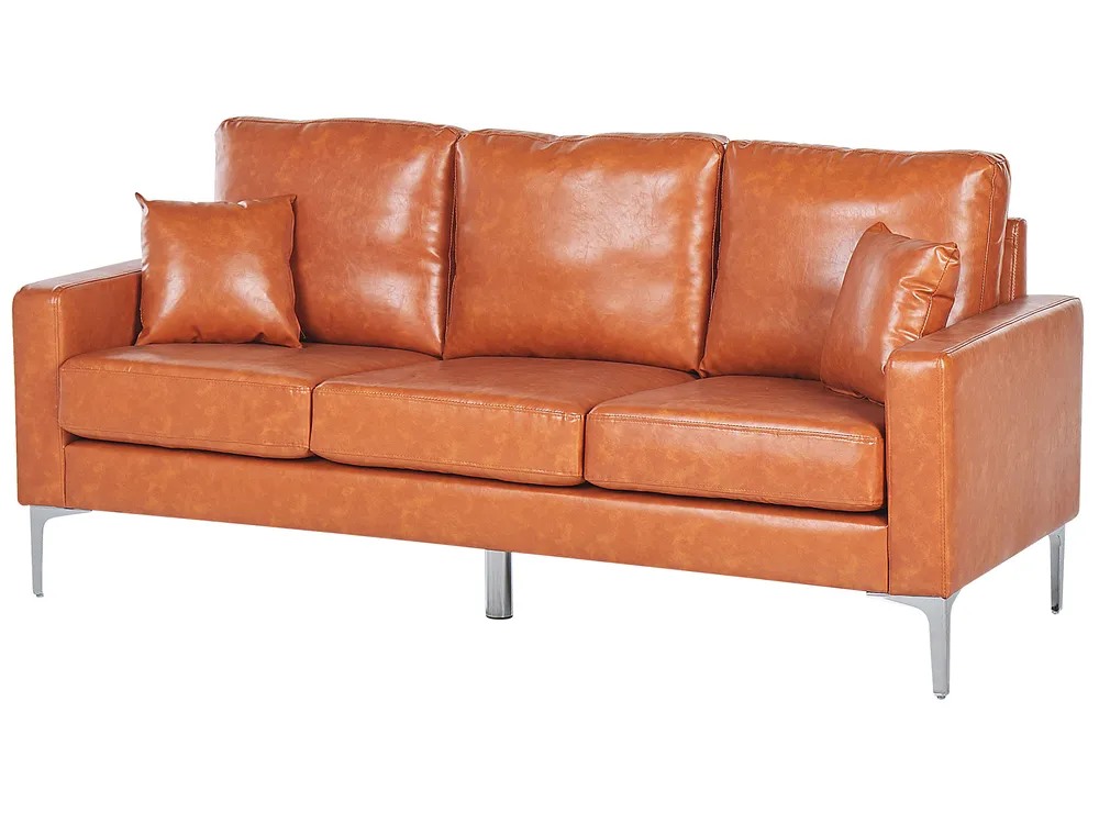 Soffa 3-sits GAVLE Konstläder Guldbrun_729853