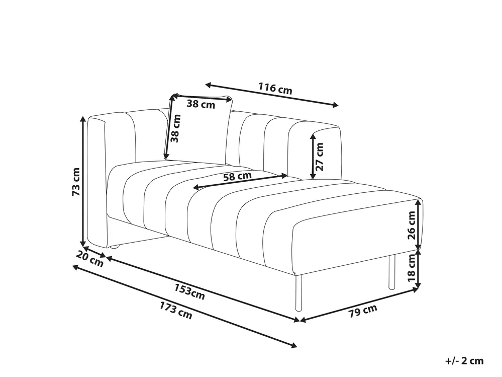 Left-Hand Chaise Longue LANNILS Fabric Pink_942010
