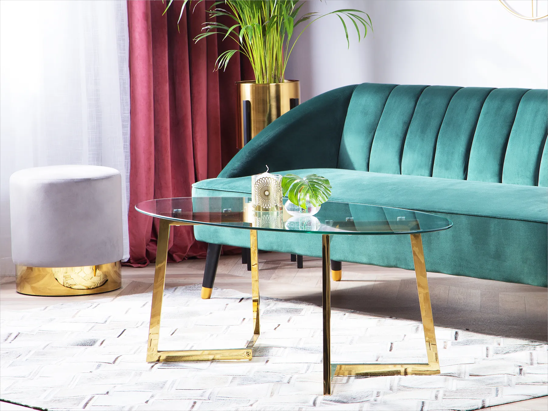 Coffee Table FRESNO Glass Gold_733042