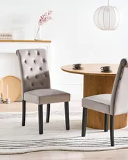 Set of 2 Dining Chairs VELVA Velvet Grey_781895
