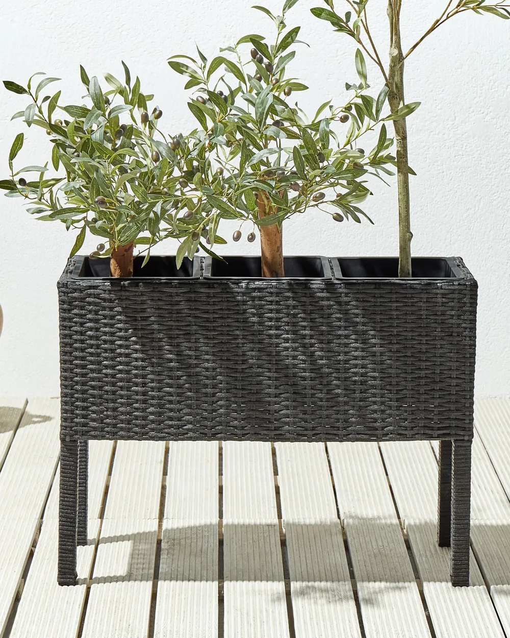 Elevated Plant Pot CARAGANA 77 cm PE Rattan Black_914484
