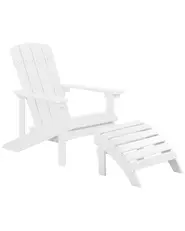 Trädgårdsstol ADIRONDACK med fotpall Vit_809484
