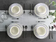 Set med 24 matserviser AMCHUR Porslin Vit/ Blå_1063954