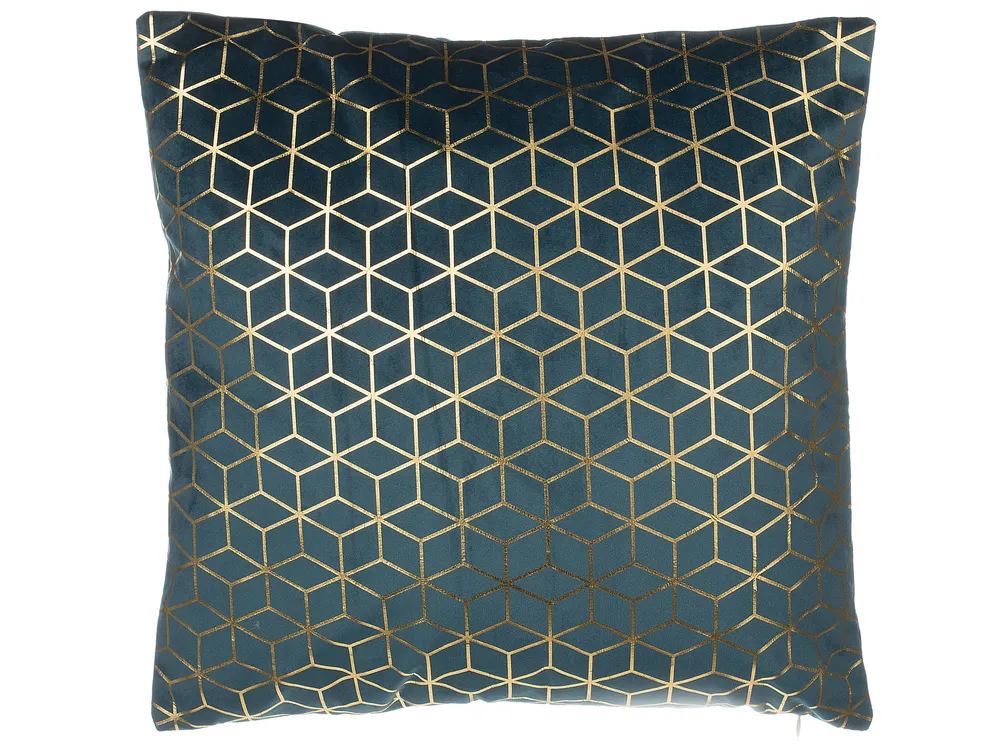 Koristetyynysetti 2 kpl CELOSIA 45 x 45 cm Sametti Sinivihreä Geometrinen kuvio_770087