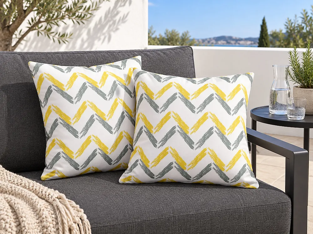Set med 2 utomhusdynor AFFILE Chevrontryck 45 x 45 cm Flerfärgad_1177834