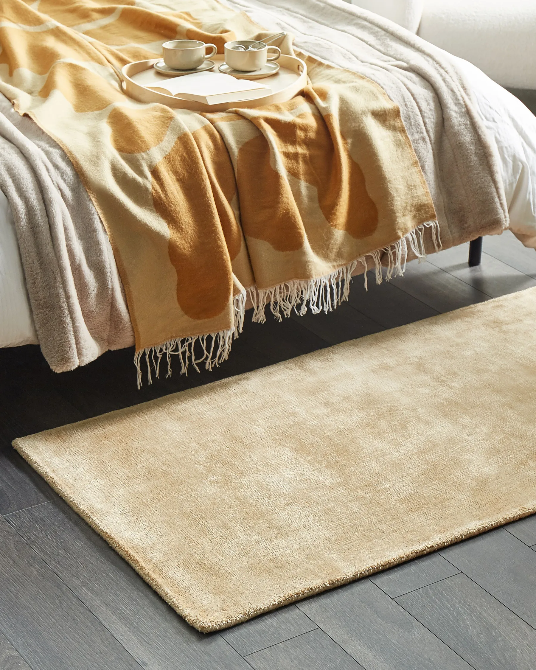 Rug GESI II Beige 80 x 150 cm Viscose_837712