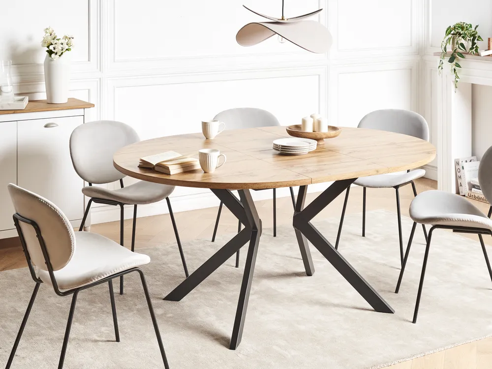 Extending Dining Table CARLEA Light Brown 120/160 cm 120 cm