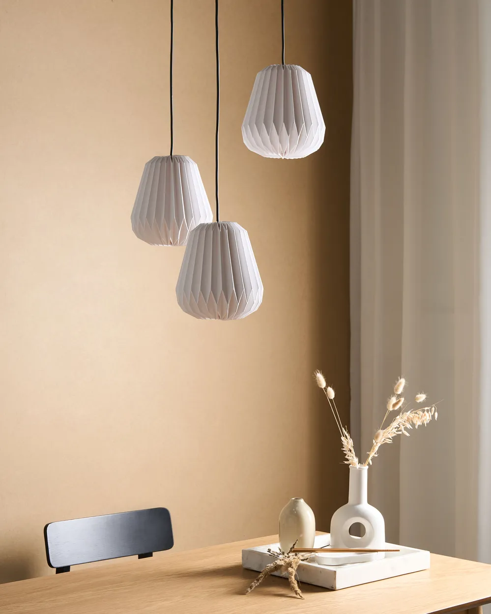 3 Light Pendant Lamp HONDE Paper White_1033680