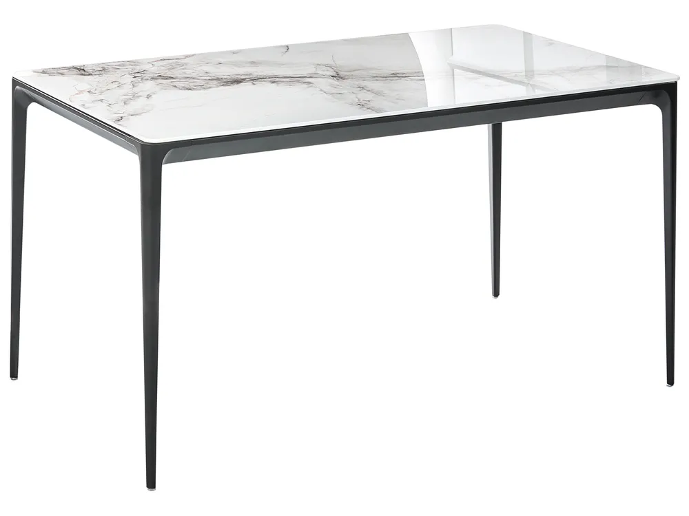 Dining Table JOLLEIN White Marble 140 cm 80 cm Glass