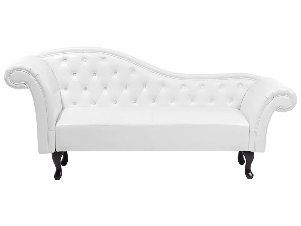 Left-Hand Chaise Longue LATTES Faux Leather White_681426